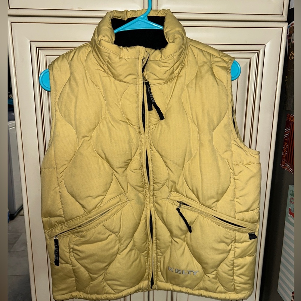 Kelty down filled yellow quilted vest small warm - ski snowboard winter